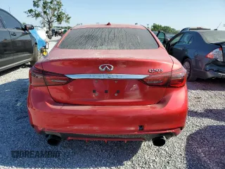 2018 Infiniti Q50 Red Sport 400 with VIN JN1FV7AP1JM460510, listed as a Copart auction lot 53756065 with Not provided miles and Salvage title. Bid and sale history available at DreamBid. Image 6.