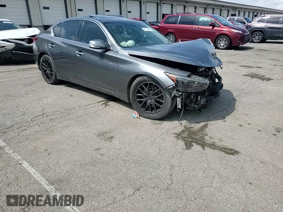 2014 Infiniti Q50 with VIN JN1BV7AP0EM690933, listed as a Copart auction lot 61128185 with 151,552 mi miles and Salvage title. Bid and sale history available at DreamBid. Image 13.