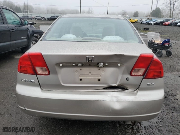 2001 Honda Civic EX with VIN 2HGES26741H593411, listed as a Copart auction lot 87080604 with 0 mi miles and Salvage Title. Bid and sale history available at carsss.com. Image 6.