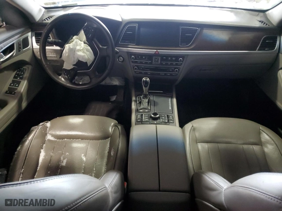 2015 Hyundai Genesis 3.8L with VIN KMHGN4JE1FU082352, listed as a Copart auction lot 44599305 with 0 mi miles and Salvage Title. Bid and sale history available at carsss.com. Image 8.