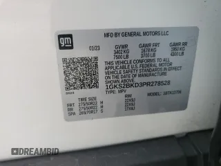 2023 GMC Yukon SLT with VIN 1GKS2BKD3PR278528, listed as a Copart auction lot 74959104 with 19,951 mi miles and Salvage Title. Bid and sale history available at carsss.com. Image 14.