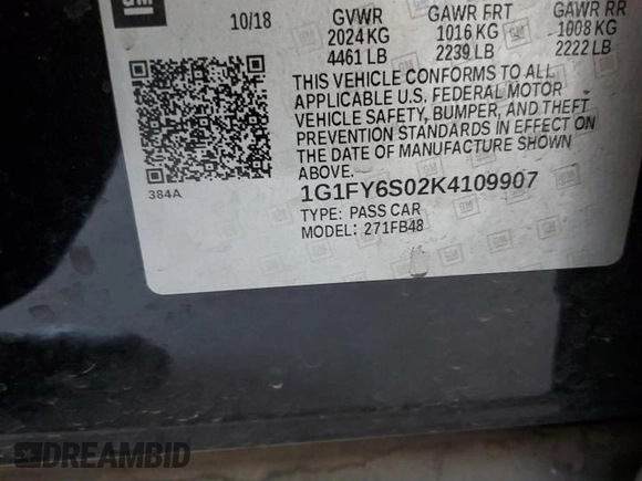 2019 Chevrolet Bolt EV LT с VIN 1G1FY6S02K4109907, выставлен на аукционе Copart как лот 58500955 с пробегом 78 567 миль миль и Списание • Salvage title. История ставок и продаж доступна на DreamBid. Изображение 12.