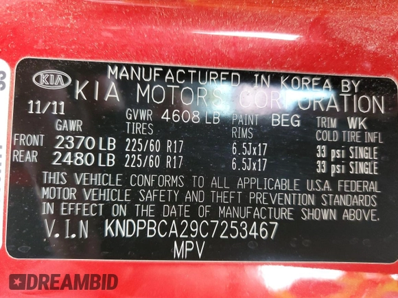 2012 Kia Sportage LX z VIN KNDPBCA29C7253467, wystawiony jako Copart lot #62098675 z przebiegiem 102 629 mil mil oraz Szkoda całkowita • Salvage title. Historia ofert i sprzedaży dostępna na DreamBid. Obrazek 13.