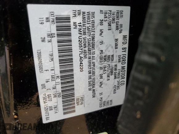 2007 Ford Expedition Limited with VIN 1FMFU20577LA04220, listed as a Copart auction lot 46858575 with Not provided miles and Clean title. Bid and sale history available at DreamBid. Image 13.