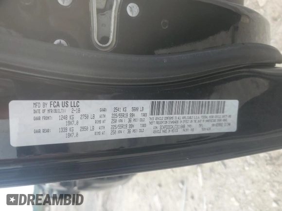 2018 Dodge Journey GT with VIN 3C4PDDEGXJT311648, listed as a Copart auction lot 59124095 with 81,267 mi miles and Salvage title. Bid and sale history available at DreamBid. Image 12.