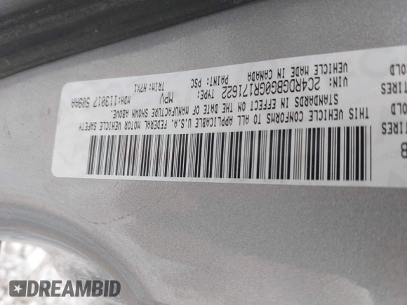 2016 Dodge Grand Caravan SE with VIN 2C4RDGBG0GR171622, listed as a IAAI auction lot 42020600 with 126,306 mi miles and . Bid and sale history available at DreamBid. Image 9.