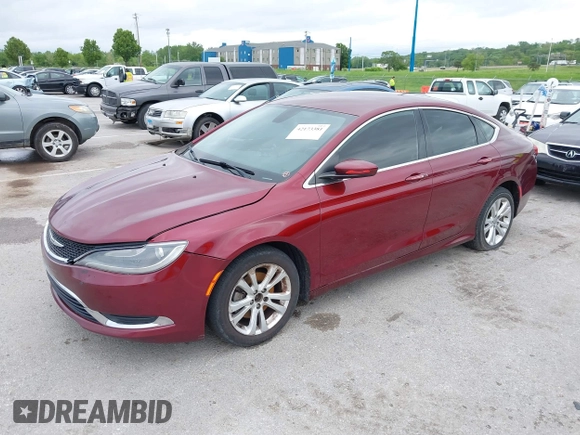 2015 Chrysler 200 Limited with VIN 1C3CCCAB4FN602566, listed as a IAAI auction lot 42173381 with 250,808 mi miles. Bid and sale history available at carsss.com. Image 2.