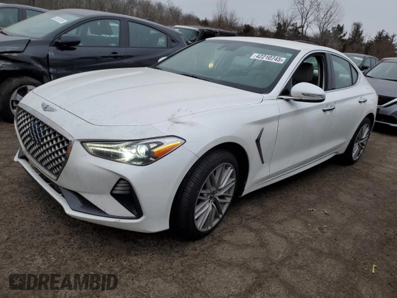 2021 Genesis G70 2.0T with VIN KMTG64LA9MU077166, listed as a Copart auction lot 42210745 with 59,020 mi miles and Salvage Title. Bid and sale history available at carsss.com. Image 1.
