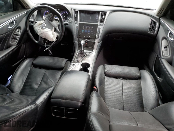 2015 Infiniti Q50 Sport with VIN JN1BV7AP4FM346670, listed as a Copart auction lot 54694985 with 76,347 mi miles and Salvage title. Bid and sale history available at DreamBid. Image 8.