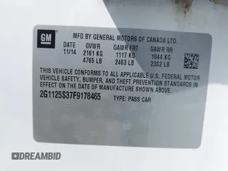 2015 Chevrolet Impala LT with VIN 2G1125S37F9178465, listed as a IAAI auction lot 42027461 with 124,666 mi miles and . Bid and sale history available at DreamBid. Image 9.