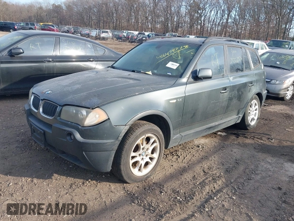 2004 BMW X3 2.5i with VIN WBXPA73474WB26979, listed as a IAAI auction lot 41647877 with 999,999 mi miles. Bid and sale history available at carsss.com. Image 2.