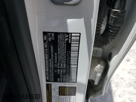 2015 Mercedes-Benz C 300 Luxury with VIN 55SWF4KB8FU050703, listed as a Copart auction lot 65587985 with 61,346 mi miles and Clean title. Bid and sale history available at DreamBid. Image 12.