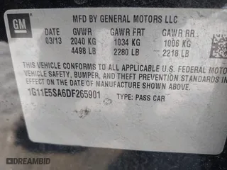2013 Chevrolet Malibu LT with VIN 1G11E5SA6DF265901, listed as a IAAI auction lot 41971492 with 203,612 mi miles. Bid and sale history available at carsss.com. Image 9.