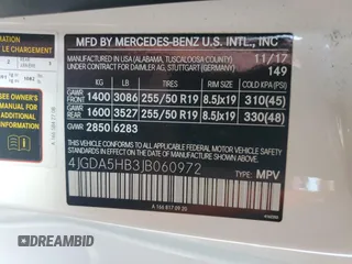 2018 Mercedes-Benz GLE 350 with VIN 4JGDA5HB3JB060972, listed as a Copart auction lot 54412195 with 69,471 mi miles and Salvage title. Bid and sale history available at DreamBid. Image 13.