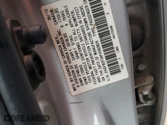 2015 Honda Civic Sedan LX with VIN 2HGFB2F54FH560824, listed as a Copart auction lot 51330605 with 215,540 mi miles and Salvage Title. Bid and sale history available at carsss.com. Image 14.