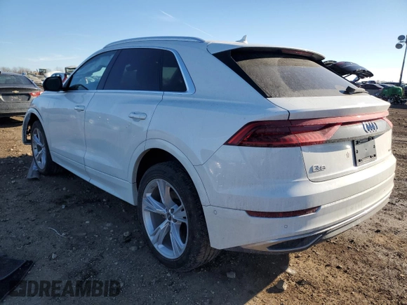 2023 Audi Q8 Premium with VIN WA1AVBF1XPD024739, listed as a Copart auction lot 88641505 with 21,585 mi miles and Salvage title. Bid and sale history available at DreamBid. Image 2.