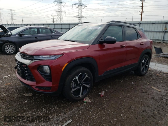 2021 Chevrolet TrailBlazer RS with VIN KL79MUSL7MB008713, listed as a Copart auction lot 68865353 with 12,847 mi miles. Bid and sale history available at carsss.com. Image 1.