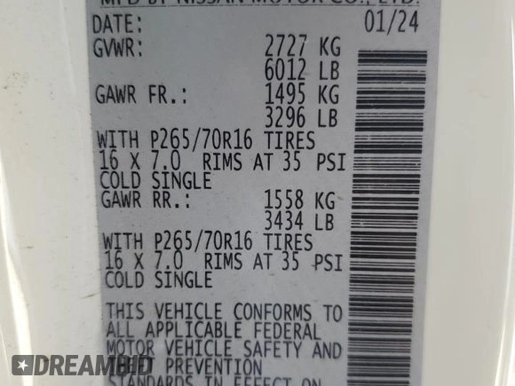 2024 Nissan Frontier S with VIN 1N6ED1CL4RN630008, listed as a Copart auction lot 48844735 with Not Provided miles and Salvage Title. Bid and sale history available at DreamBid. Image 12.