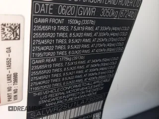 2020 Land Rover Range Rover Sport HSE с VIN SALWR2SU1LA739980, выставлен на аукционе Copart как лот 55117735 с пробегом 54 234 миль миль и Списание • Salvage title. История ставок и продаж доступна на DreamBid. Изображение 13.