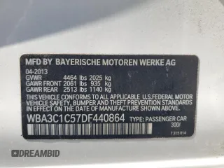 2013 BMW 3 Series 328i with VIN WBA3C1C57DF440864, listed as a Copart auction lot 63637135 with 132,306 mi miles and Salvage title. Bid and sale history available at DreamBid. Image 12.