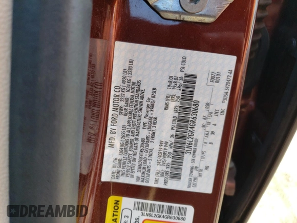 2016 Lincoln MKZ with VIN 3LN6L2GK4GR630680, listed as a Copart auction lot 55644633 with 91,483 mi miles and Salvage Title. Bid and sale history available at DreamBid. Image 12.