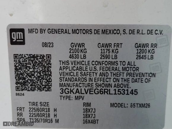 2024 GMC Terrain SLT with VIN 3GKALVEG6RL153145, listed as a Copart auction lot 47928545 with 35,015 mi miles and Salvage Title. Bid and sale history available at carsss.com. Image 14.