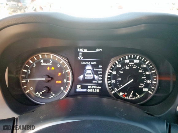 2018 Infiniti Q50 3.0t LUXE with VIN JN1EV7AP0JM360443, listed as a Copart auction lot 46722815 with 85,390 mi miles and Salvage Title. Bid and sale history available at carsss.com. Image 9.