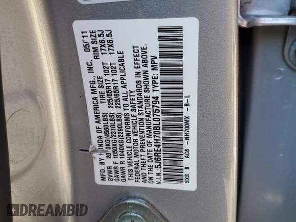 2011 Honda CR-V EX-L with VIN 5J6RE4H70BL075794, listed as a Copart auction lot 50636865 with 97,732 mi miles and Salvage Title. Bid and sale history available at carsss.com. Image 12.