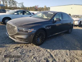 2020 Genesis G90 3.3T Premium with VIN KMTF34PA3LU083249, listed as a Copart auction lot 77643584 with 15,230 mi miles and Salvage Title. Bid and sale history available at carsss.com. Image 1.