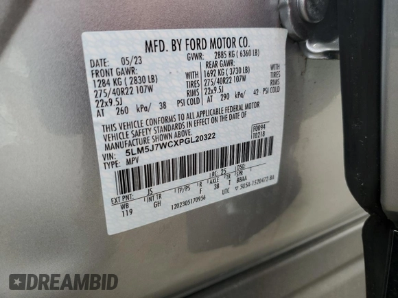 2023 Lincoln Aviator Reserve z VIN 5LM5J7WCXPGL20322, wystawiony jako Copart lot #58003605 z przebiegiem 14 563 mil mil oraz Szkoda całkowita • Salvage title. Historia ofert i sprzedaży dostępna na DreamBid. Obrazek 13.