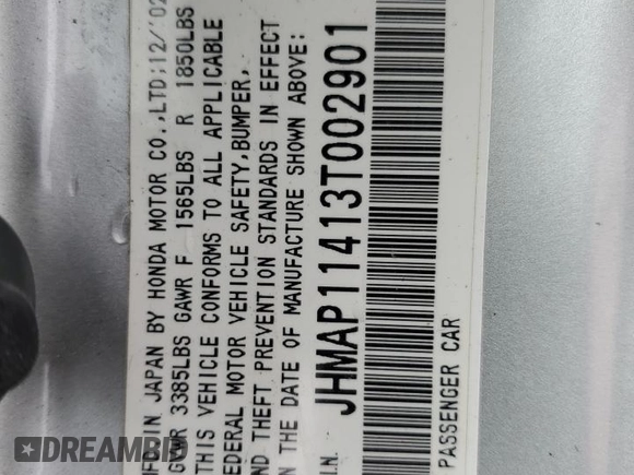 2003 Honda S2000 with VIN JHMAP11413T002901, listed as a Copart auction lot 48122405 with 208,560 mi miles and Salvage Title. Bid and sale history available at DreamBid. Image 12.