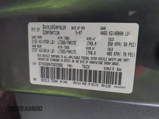 2007 Dodge 2500 SLT with VIN 3D7KR28AX7G833968, listed as a IAAI auction lot 41503866 with 172,958 mi miles and . Bid and sale history available at carsss.com. Image 9.