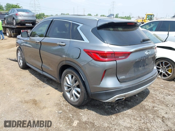 2019 Infiniti QX50 Luxe with VIN 3PCAJ5M38KF147982, listed as a IAAI auction lot 42498654 with 57,210 mi miles and . Bid and sale history available at DreamBid. Image 3.
