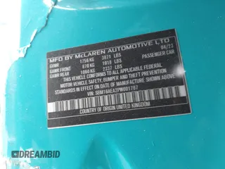 2023 McLaren Artura z VIN SBM16AEA2PW001787, wystawiony jako IAAI lot #41842771 z przebiegiem 2352 mil mil oraz . Historia ofert i sprzedaży dostępna na DreamBid. Obrazek 9.