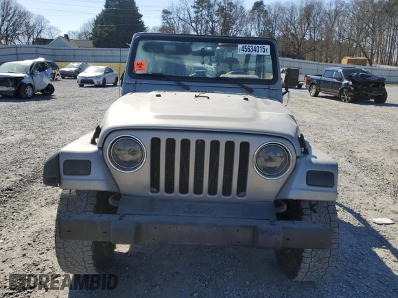 2001 Jeep Wrangler SE with VIN 1J4FA29P21P329675, listed as a Copart auction lot 45634015 with 191,625 mi miles and Salvage Title. Bid and sale history available at carsss.com. Image 5.