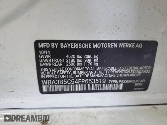 2015 BMW 3 Series 328i xDrive z VIN WBA3B5C54FP653519, wystawiony jako Copart lot #62698055 z przebiegiem 105 655 mil mil oraz Czysty tytuł • Clean title. Historia ofert i sprzedaży dostępna na DreamBid. Obrazek 12.