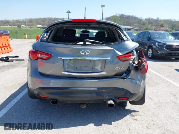 2015 Infiniti QX70 with VIN JN8CS1MW1FM481233, listed as a IAAI auction lot 41976458 with 134,875 mi miles and . Bid and sale history available at DreamBid. Image 16.