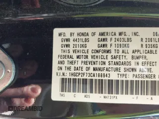 2012 Honda Accord EX with VIN 1HGCP2F73CA188943, listed as a IAAI auction lot 42480785 with 157,494 mi miles and . Bid and sale history available at DreamBid. Image 9.