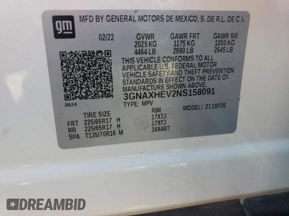 2022 Chevrolet Equinox LS z VIN 3GNAXHEV2NS158091, wystawiony jako Copart lot #50431625 z przebiegiem 41 458 mil mil oraz Czysty tytuł • Clean title. Historia ofert i sprzedaży dostępna na DreamBid. Obrazek 15.