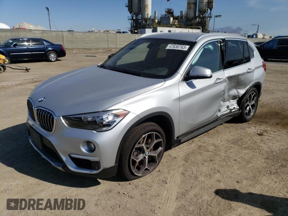 2019 BMW X1 sDrive28i with VIN WBXHU7C59K5L12043, listed as a Copart auction lot 47630763 with 53,014 mi miles. Bid and sale history available at carsss.com. Image 1.