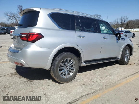 2021 Infiniti QX80 LUXE with VIN JN8AZ2AE0M9271825, listed as a Copart auction lot 47971325 with 86,378 mi miles and Salvage Title. Bid and sale history available at carsss.com. Image 3.
