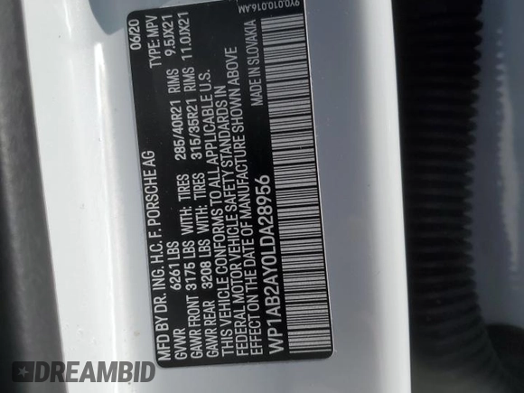 2020 Porsche Cayenne S z VIN WP1AB2AY0LDA28956, wystawiony jako Copart lot #71782972 z przebiegiem Nie podano mil oraz . Historia ofert i sprzedaży dostępna na DreamBid. Obrazek 13.