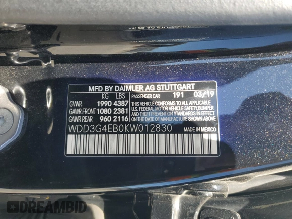 2019 Mercedes-Benz A 220 z VIN WDD3G4EB0KW012830, wystawiony jako Copart lot #56175745 z przebiegiem 89 755 mil mil oraz Szkoda całkowita • Salvage title. Historia ofert i sprzedaży dostępna na DreamBid. Obrazek 13.