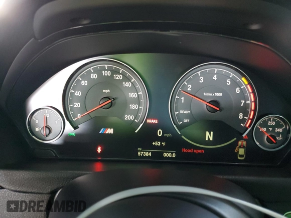 2015 BMW M4 with VIN WBS3R9C54FK335119, listed as a Copart auction lot 42120434 with 57,384 mi miles. Bid and sale history available at carsss.com. Image 9.