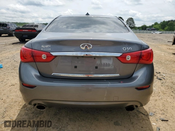 2014 Infiniti Q50 Premium with VIN JN1BV7AP8EM682000, listed as a Copart auction lot 53619995 with 117,515 mi miles and Salvage title. Bid and sale history available at DreamBid. Image 6.
