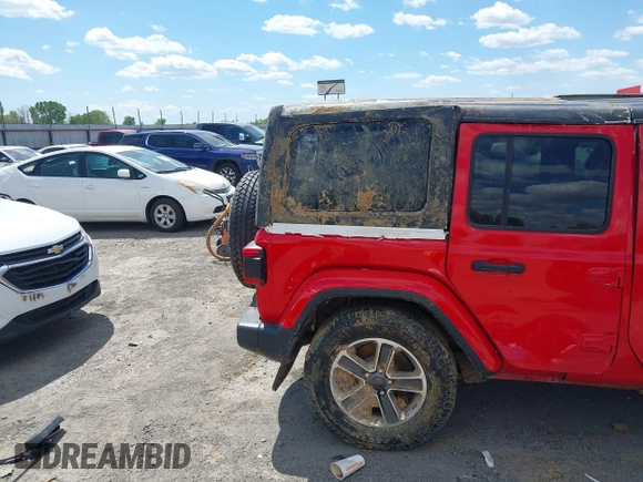 2018 Jeep Wrangler Unlimited Sahara with VIN 1C4HJXEG6JW174359, listed as a IAAI auction lot 42009968 with 79,830 mi miles and . Bid and sale history available at DreamBid. Image 19.