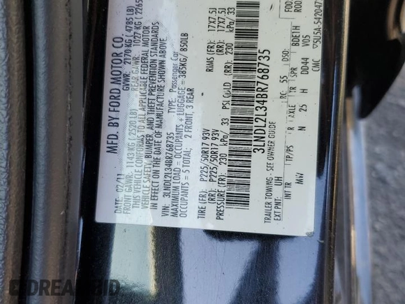 2011 Lincoln MKZ Hybrid with VIN 3LNDL2L34BR768735, listed as a Copart auction lot 47475795 with 190,586 mi miles and Clean Title. Bid and sale history available at carsss.com. Image 12.