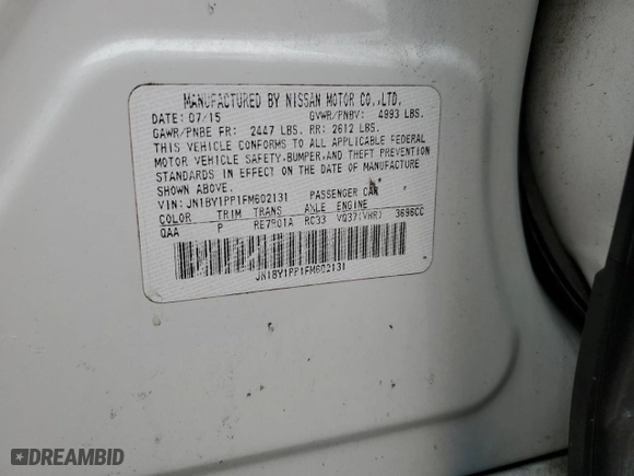 2015 Infiniti Q70L with VIN JN1BY1PP1FM602131, listed as a Copart auction lot 45463145 with 130,320 mi miles and Salvage Title. Bid and sale history available at carsss.com. Image 12.