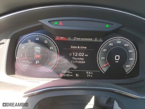 2019 Audi A7 Premium Plus with VIN WAUR2AF29KN085441, listed as a Copart auction lot 79086134 with 74,976 mi miles and Salvage Title. Bid and sale history available at carsss.com. Image 9.