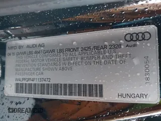 2015 Audi S3 2.0T Prestige with VIN WAUFFGFF4F1137472, listed as a IAAI auction lot 41559137 with 95,945 mi miles. Bid and sale history available at carsss.com. Image 9.